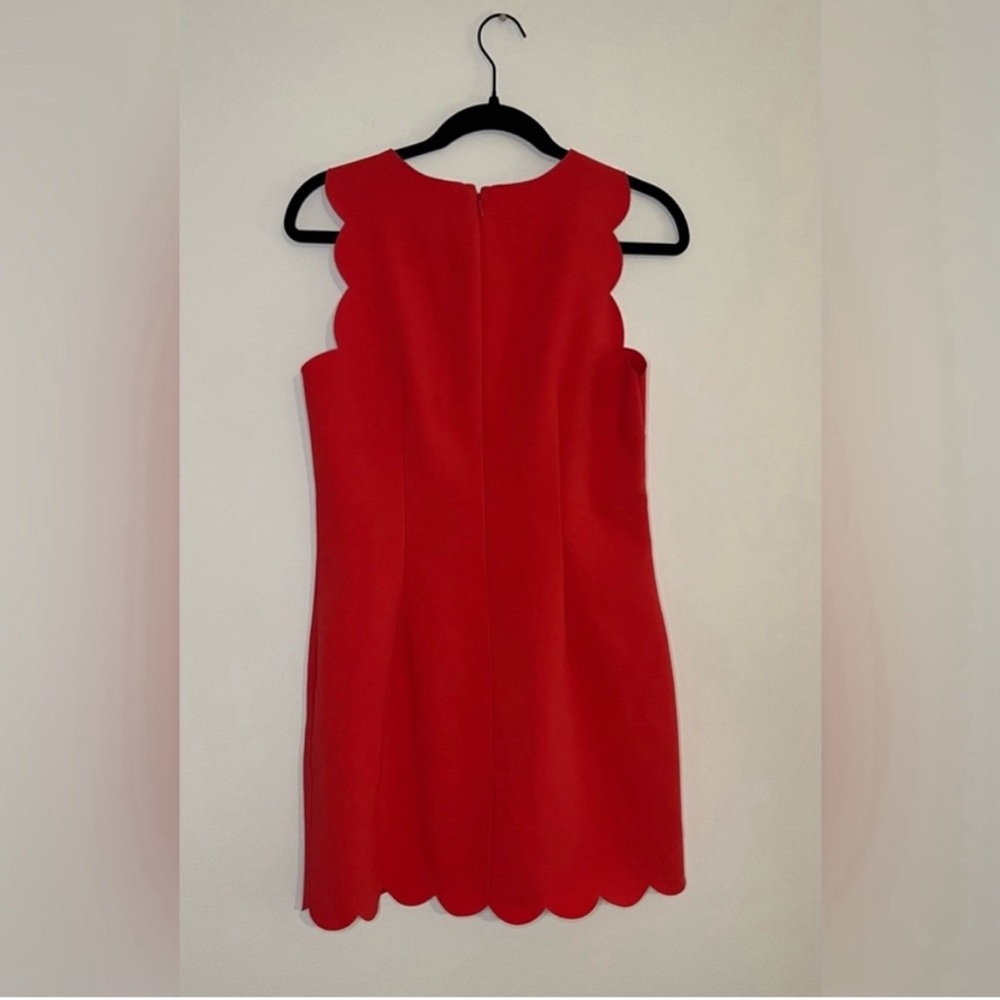 J. Crew - Coral Sheath Dress Scalloped Edge Sleeveless - Size 4 - Picture 4 of 9